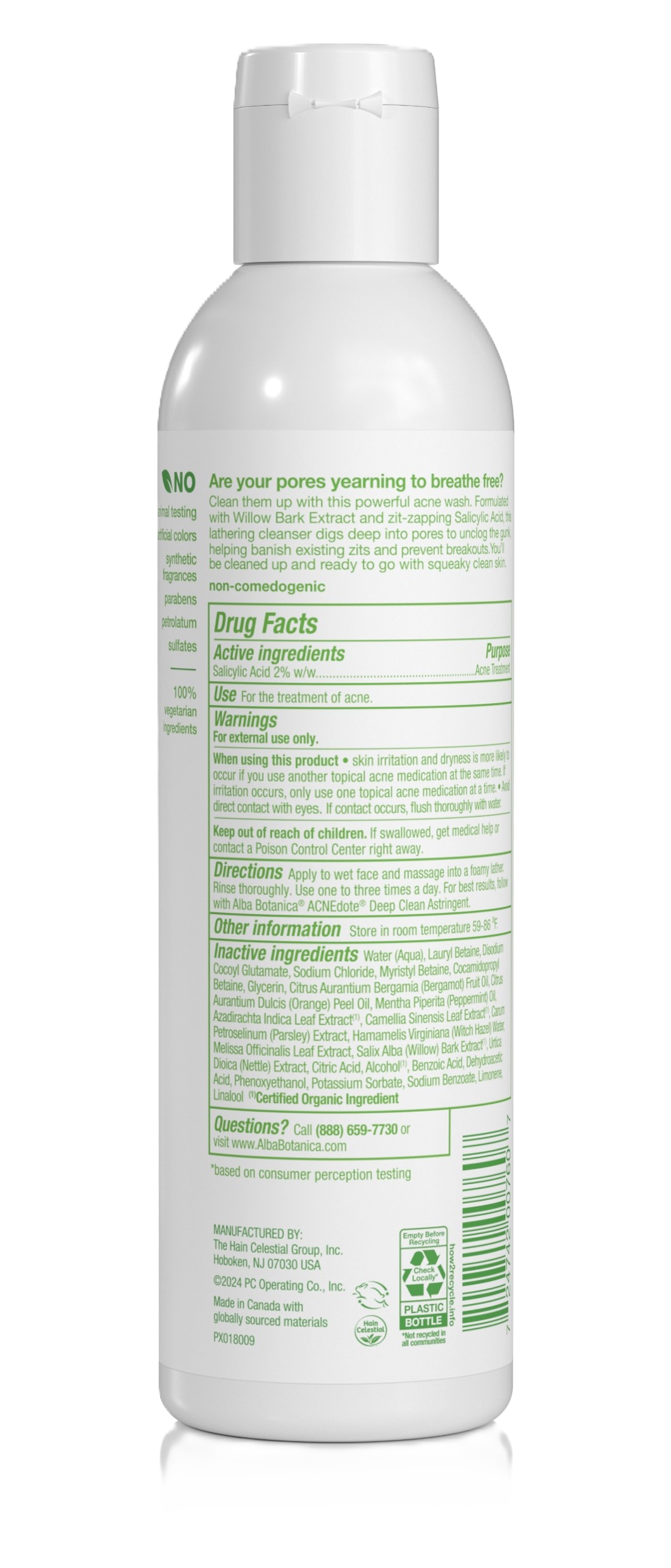 Acnedote Deep Pore Wash back